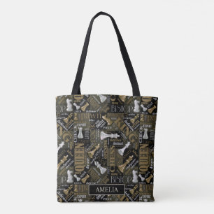 Tote Bag Termes et pièces d'échecs Argent et Or ID784