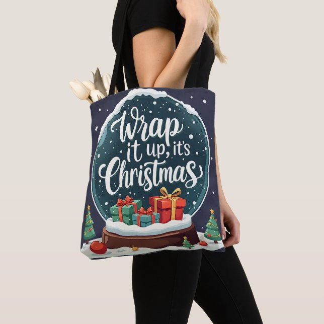 Tote Bag Terminer C’est Noël Snow Globe Design (De près)