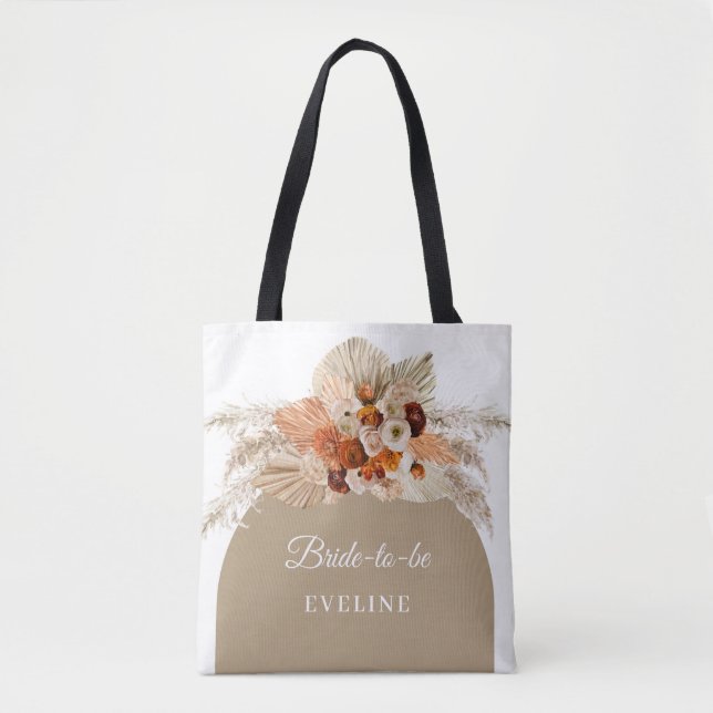 Tote Bag Terracotta boho arc cuivre brûlé orange pampas (Devant)