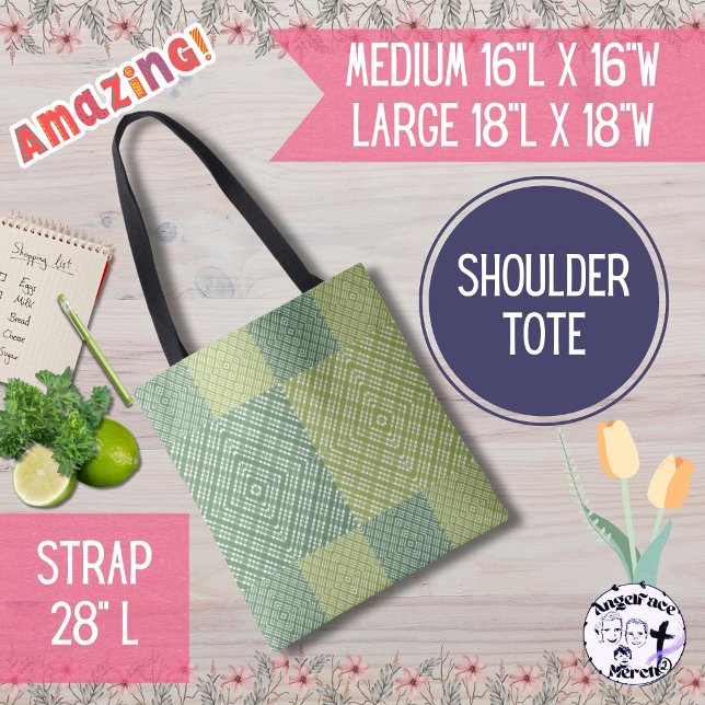 Tote Bag Terre courtepointe verte (Shop in style or hang out with friends with these cute duo-toned green bags!)