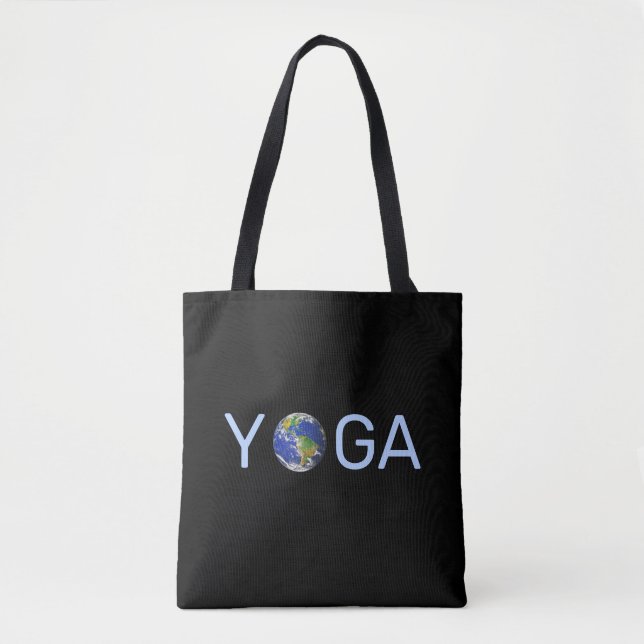 Tote Bag Terre de yoga moderne et tendance en noir (Devant)