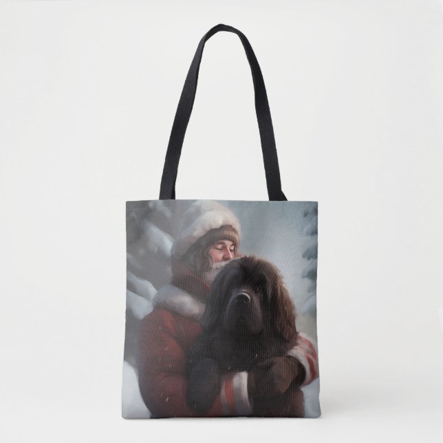 Tote Bag Terre-Neuve avec Noël Festif du Père Noël (Devant)