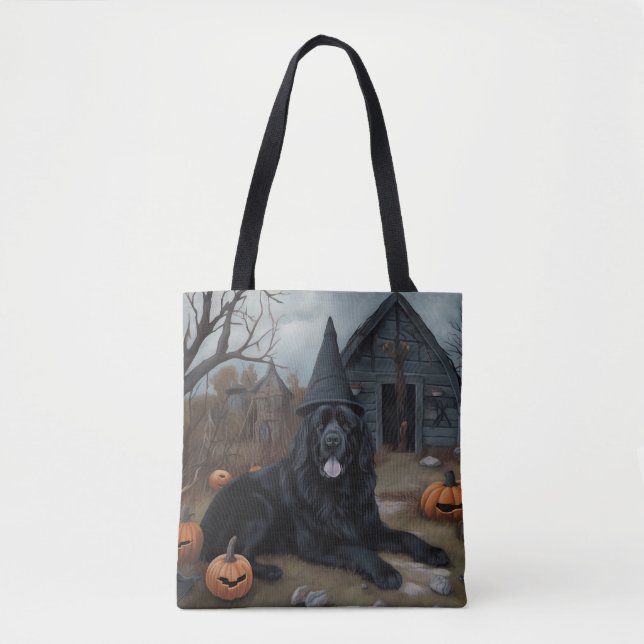 Tote Bag Terre-Neuve Citrouille Halloween effroi (Devant)