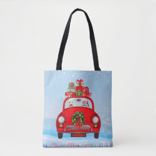 Tote Bag Terrier blanc West Highland avec le Père Noël 