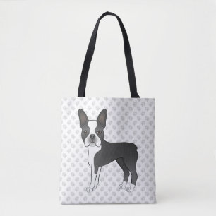 Tote Bag Térrier de Boston noir et blanc Dessin animé Chien