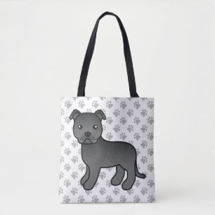 Tote Bag Terrier de Staffordshire Bull noir Chien de dessin