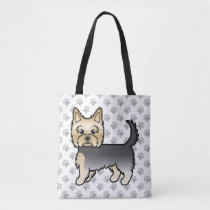 Tote Bag Terrier de Yorkshire bleu et or Dessin animé Chien