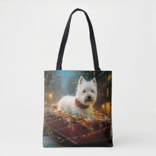 Tote Bag Terrier West Highland Blanc Noël Festif