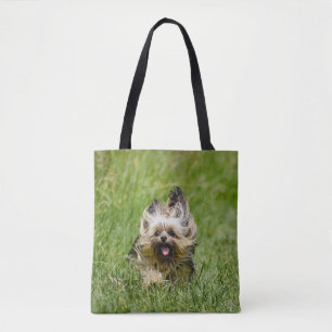Tote Bag Terrier Yorkshire mignon Traversant L'Herbe