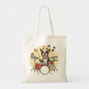 Tote Bag Tervier de Boston jouant de la batterie