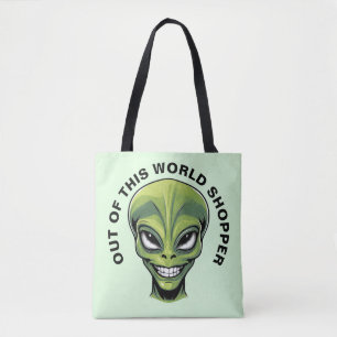 Tote Bag Tête Alien verte