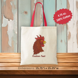 Tote Bag Tête de Coq Rouge