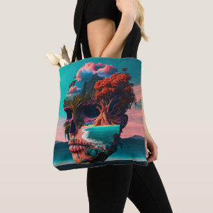 Tote Bag Tête de crâne colorée
