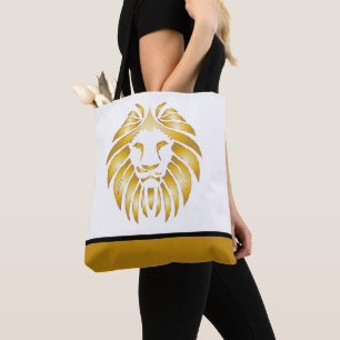 Tote Bag Tête de lion Awesome Gold Artistic