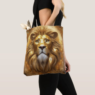 Tote Bag Tête de lion doré superbe