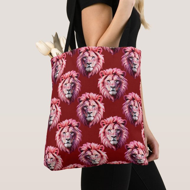 Tote Bag Tête de lion rose bordeaux Design  (Créateur téléchargé)
