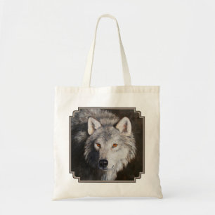 Tote Bag Tête de loup de bois gris