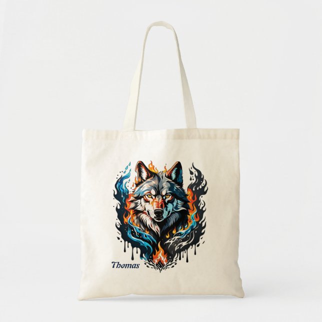 Tote Bag Tête de loup majestueux (Devant)