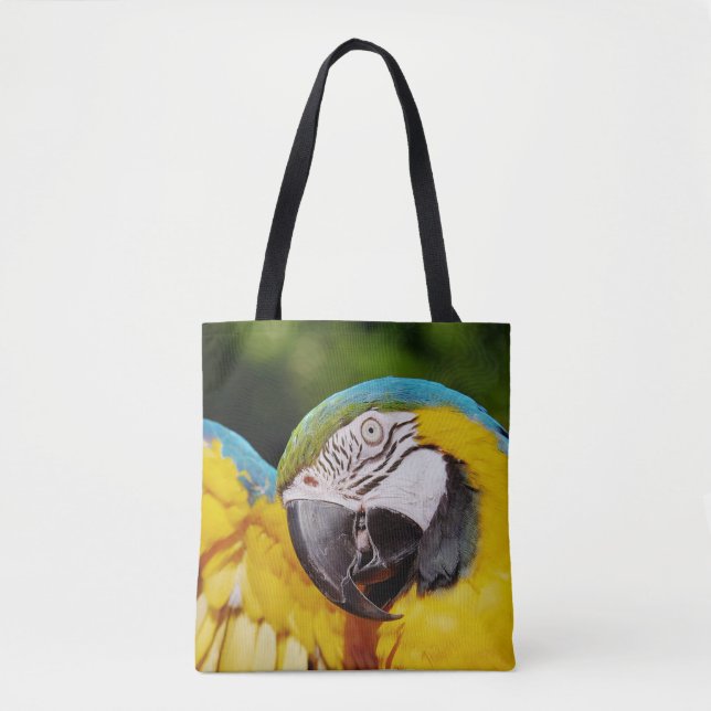 Tote Bag Tête d'un Macaw bleu et jaune (Devant)