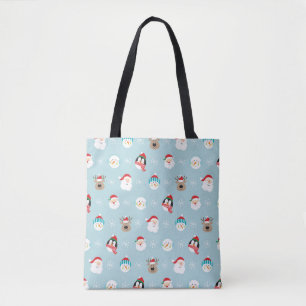 Tote Bag Têtes de personnage de Noël : Enveloppement festif