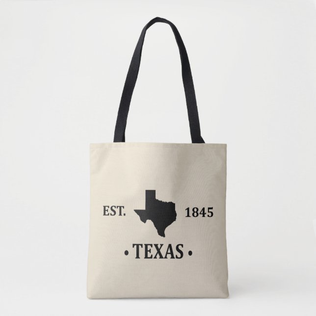 Tote Bag Texas carte noir l'état étoile seule (Devant)