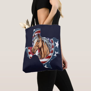 Tote Bag Texas State Outline USA Horse