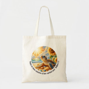 Tote Bag Texte de l'année JW 2026 Matt. 5:3 Tortue heureuse