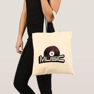 Tote Bag Texte de musique avec enregistrement vinyle