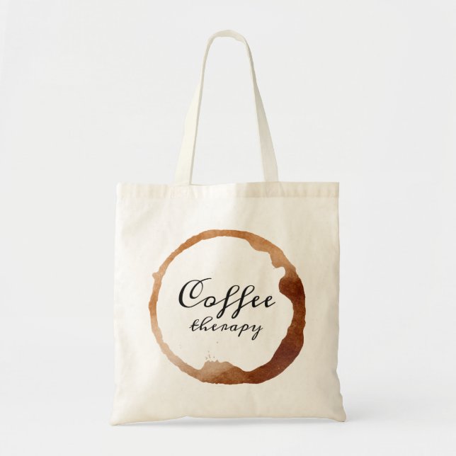 Tote Bag Texte du traitement du café sur une tache de café  (Devant)