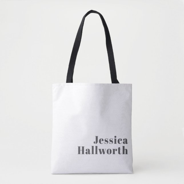 Tote Bag Texte moderne élégant et rétro | Gris (Devant)