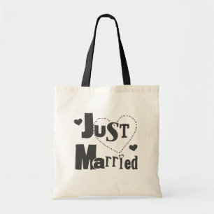 Tote Bag Texte noir avec coeur juste marié