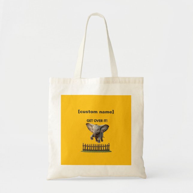 Tote Bag Texte ou nom personnalisé Flying Elephant (Devant)