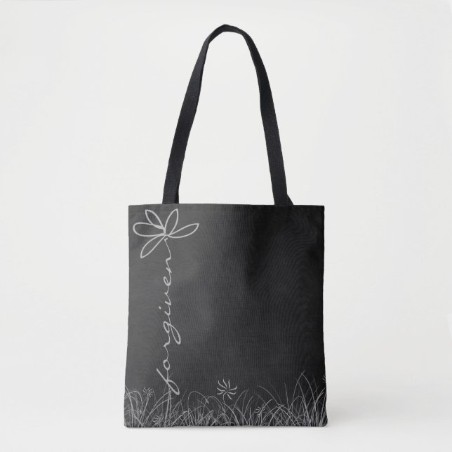Tote Bag texte pardonné Fleur marguerite (Devant)