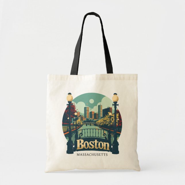 Tote Bag Texte personnalisé Massachusetts Boston (Devant)