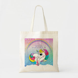 Tote Bag Texte personnalisé/ Unicorne blanche Séquences de 