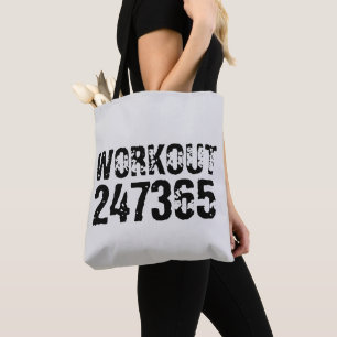 Tote Bag Texte usé et rayé Workout 247365 noir