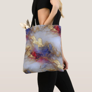 Tote Bag Texture abstraite d'encre alcoolique avec accents 