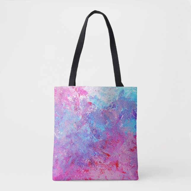Tote Bag Texture créative bleu-rose, taches de peinture. (Devant)