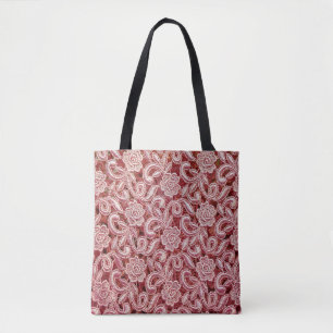 Tote Bag Texture de dentelle rose fine avec vin magnifique 