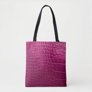 Tote Bag Texture de peau de crocodile rose