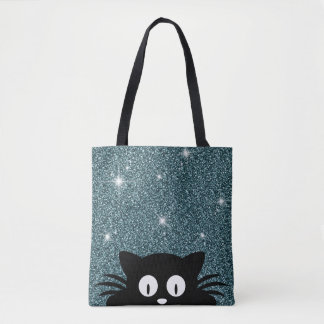 Tote Bag Texture de scintillement de faux brillant bleu ave