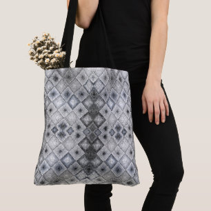 Tote Bag Texture de treillis abstrait géométrique argent et