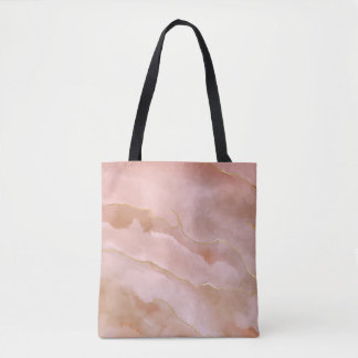 Tote Bag Texture or en marbre rose liquide