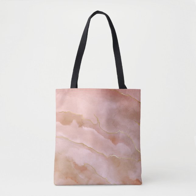 Tote Bag Texture or en marbre rose liquide (Devant)