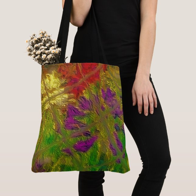 Tote Bag "Textured Florals" (large) Shoulder Tote (De près)