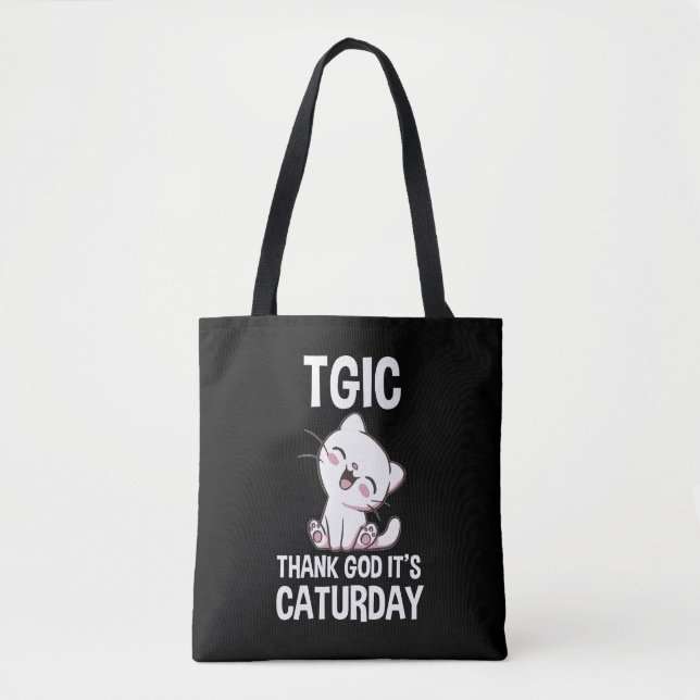 Tote Bag TGIC Thank God It's Caturday (Devant)