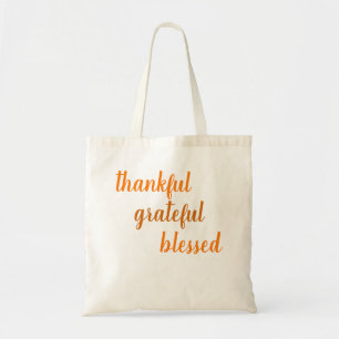 Tote Bag Thankful Grateful Blessed Thanksgiving