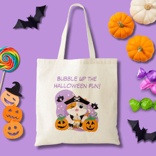 Tote Bag Thé à bulles avec chat kawaii pirate Halloween Fun