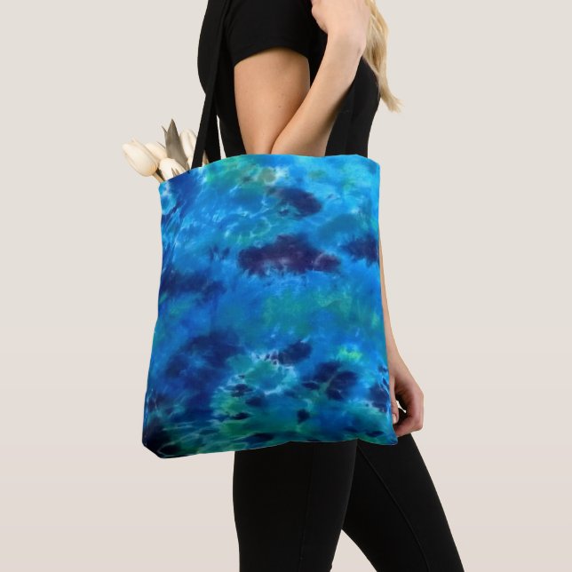 Tote Bag The Ocean Blues - Boho Art folklorique teint en Cr (De près)