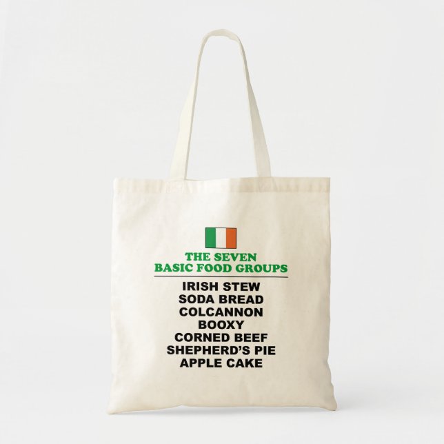 Tote Bag The Seven Basic Food Groups Funny Irish (Devant)